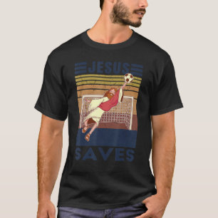 Retro Goalkeeper Jesus sparar fotbollsmålet T Shirt