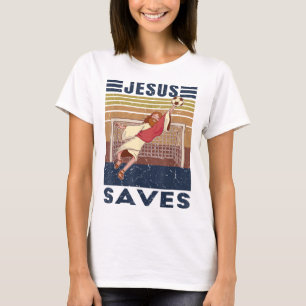 Retro Goalkeeper Jesus sparar fotbollsmålet T Shirt