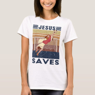 Retro Goalkeeper Jesus sparar fotbollsmålet T Shirt