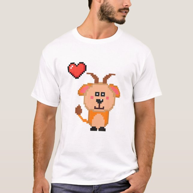 Retro Goat 8-bitars videogame Funny Gamers Pixelat T Shirt (Framsida)