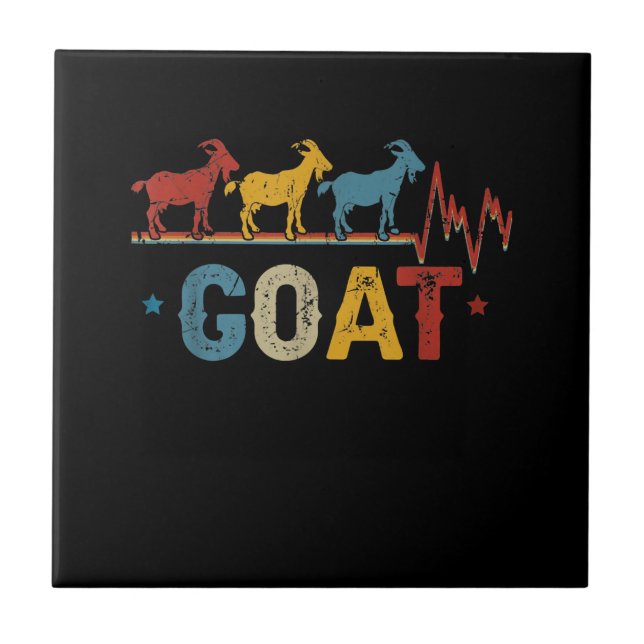 Retro Goat Heart Tee Julafton Valentines day Gift Kakelplatta (Framsidan)