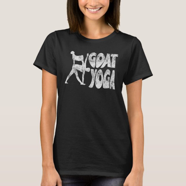Retro Goat Yoga Distress Triangle Pose Yoga Tee (Framsida)