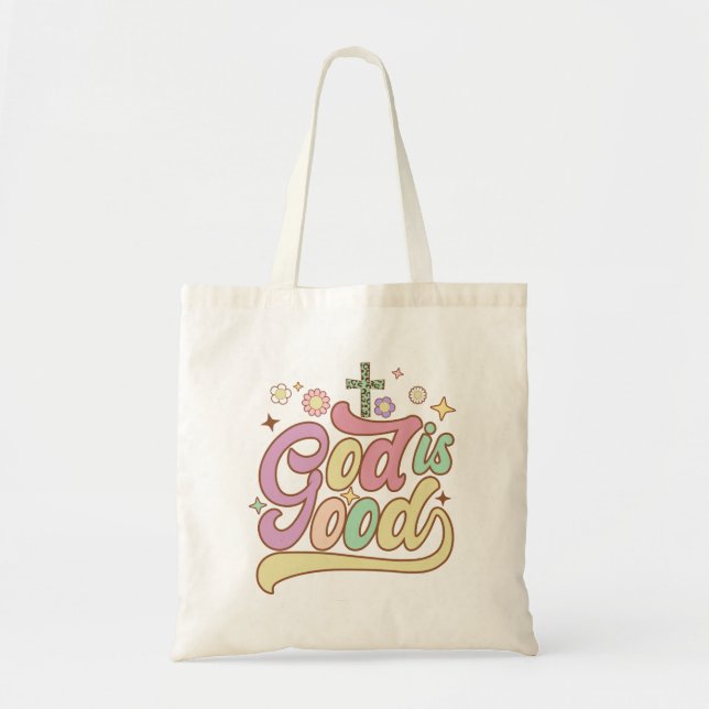 Retro God är Bra Religiösa Tote Bag Tygkasse (Framsidan)