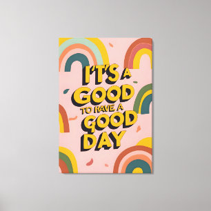 Retro "God Dag" Motiverande Citat Regnbågsutskrift Canvastryck