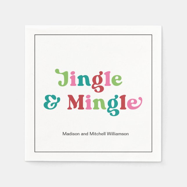 Retro God jul Bright Roligt Helgdag jul Pappersservett (Framsidan)