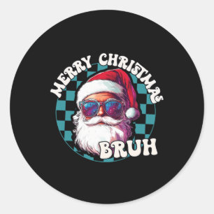 Retro God jul Bruh Funny Coola Jultomten Runt Klistermärke
