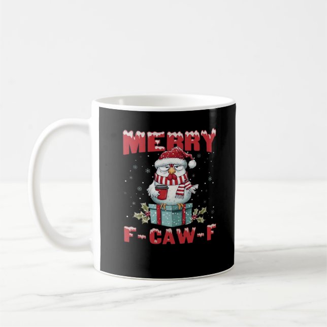 Retro God Jul F-Caw-F Kyckling  Kaffemugg (Vänster)