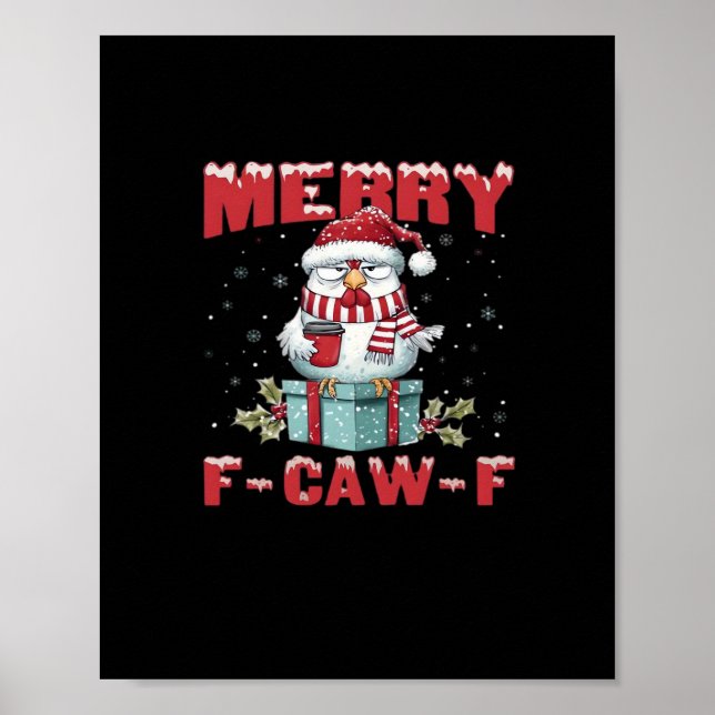 Retro God Jul F-Caw-F Kyckling  Poster (Framsidan)