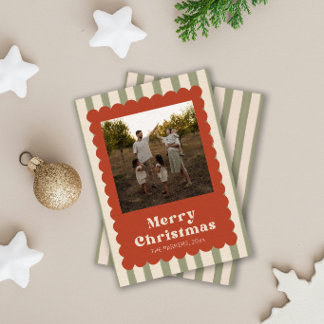 Retro God Jul Familjefoto Julkort