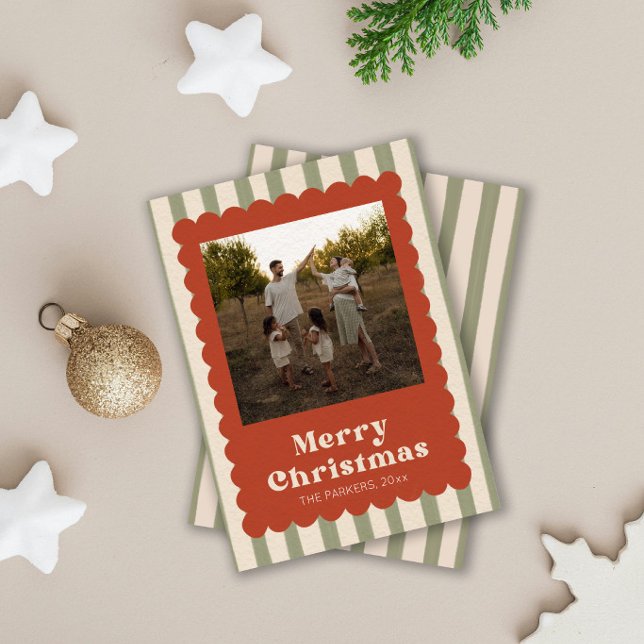 Retro God Jul Familjefoto Julkort (Skapare uppladdad)