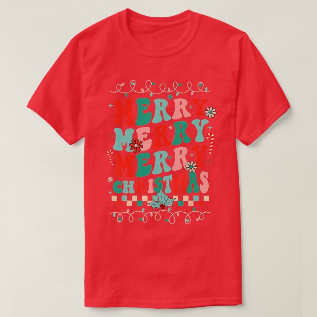Retro God jul Family Matching Julafton Pajama T Shirt (Design framsida)