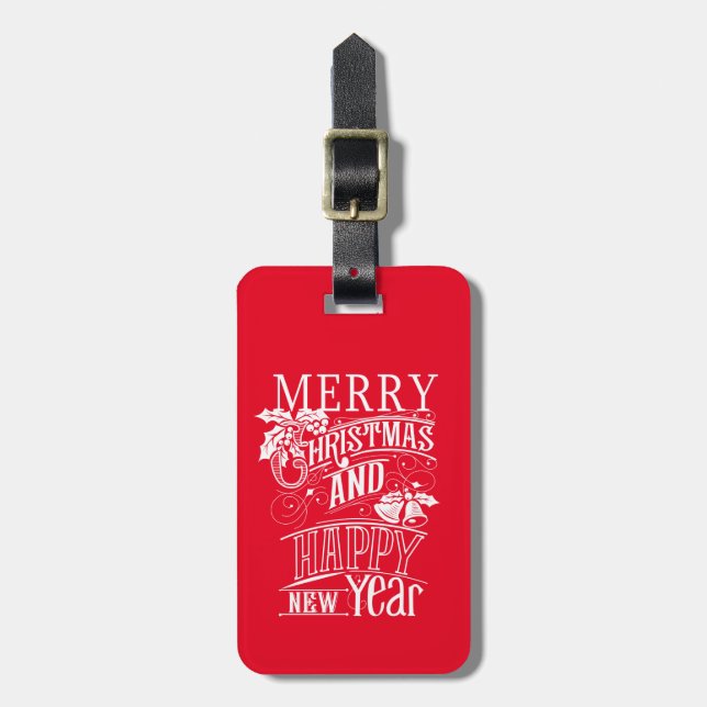 Retro God jul & Gott nytt år Bagagebricka (Vertikal Framsida)