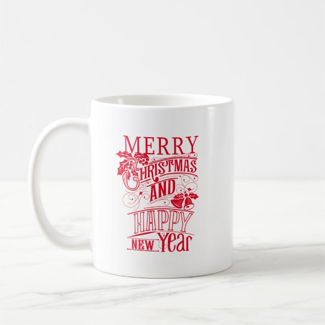 Retro God jul & Gott nytt år Kaffemugg (Vänster)
