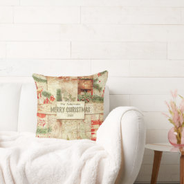 Retro God jul Greenery Decorative Kudde