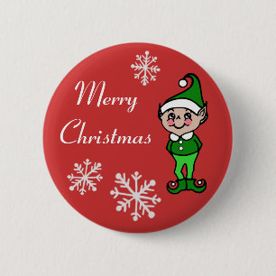 Retro God jul Helgdag Elf Button Pin Knapp