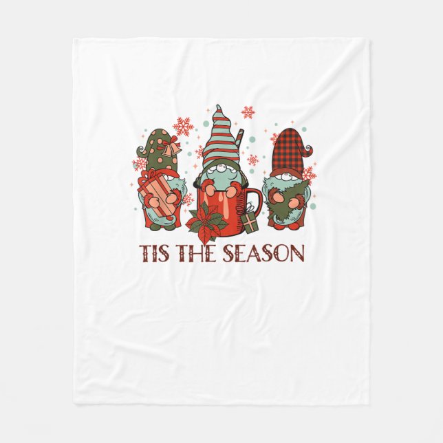 Retro God jul Hett Cocoa Tis Season Gno Fleecefilt (Framsidan)