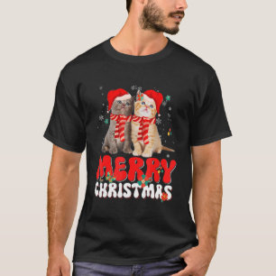 Retro God Jul Katt Meowy Söt X mas Groovy T Shirt