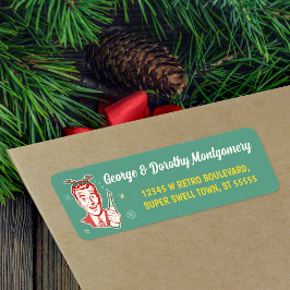 Retro God jul Midsekundersekret Modern Man Reindee Returadress Etikett