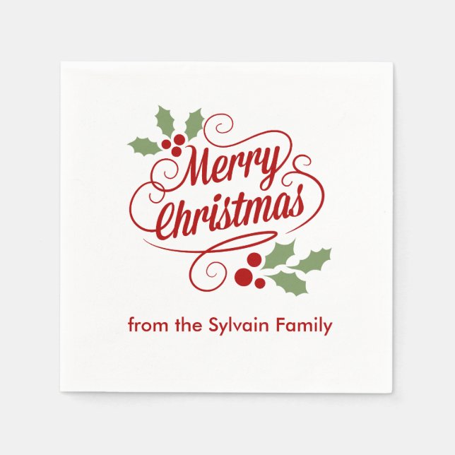 Retro God jul Ord Art Typografi Pappersservett (Framsidan)