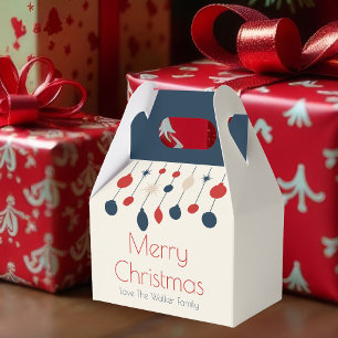 Retro God jul Red Blue Ornaments Party Presentaskar