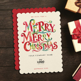 Retro God jul Red Company Logotyp Watercolor