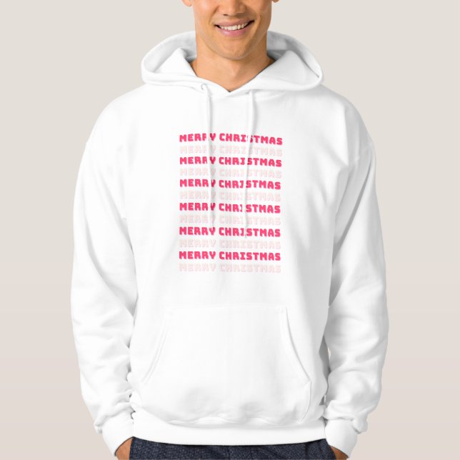 Retro God jul Rosa Helgdag Decor Preppy Hoodie (Framsida)