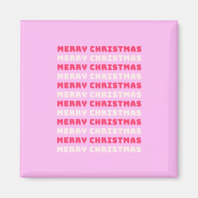 Retro God jul Rosa Helgdag Decor Preppy Magnet (Framsidan)