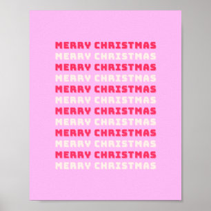 Retro God jul Rosa Helgdag Decor Preppy Poster