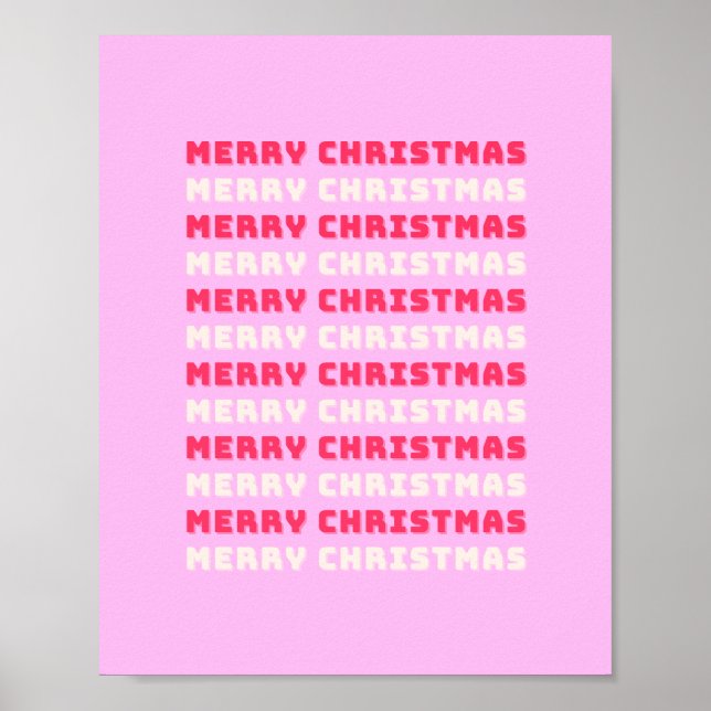 Retro God jul Rosa Helgdag Decor Preppy Poster (Framsidan)