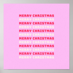 Retro God jul Rosa Helgdag Decor Preppy Poster