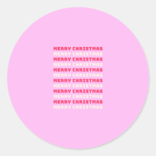 Retro God jul Rosa Helgdag Decor Preppy Runt Klistermärke