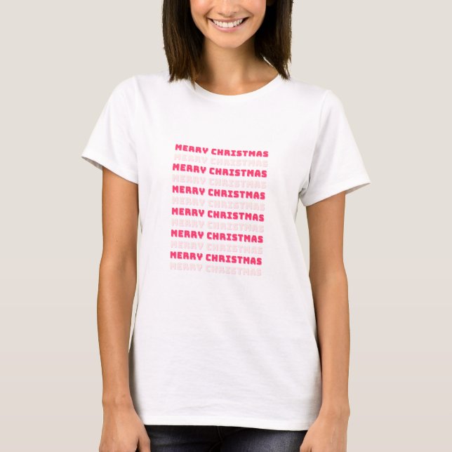 Retro God jul Rosa Helgdag Decor Preppy T Shirt (Framsida)
