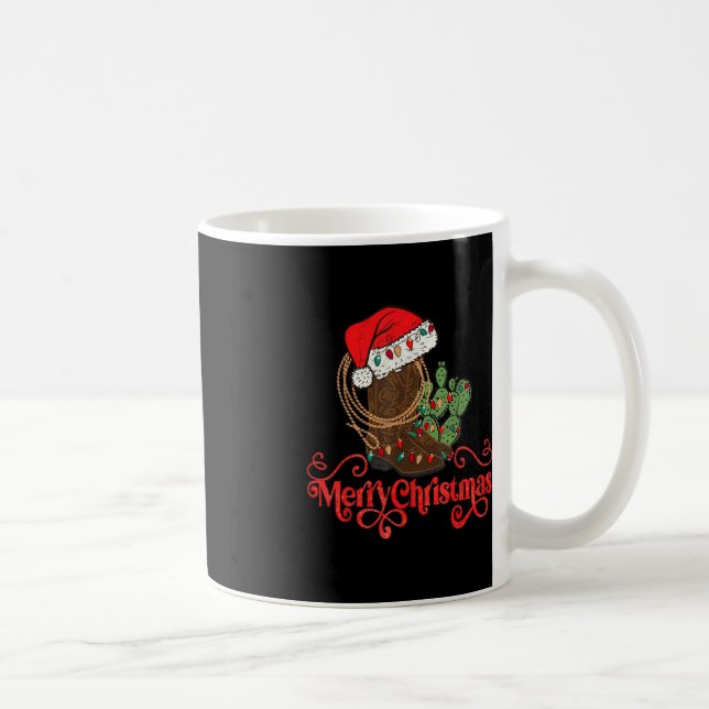 Retro God jul Santa Hat Cowboy Boots Westerna Kaffemugg (Höger)