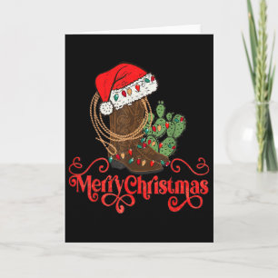 Retro God Jul Santa Hatt Cowboy Stövlar Western Ch Kort