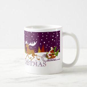 Retro God jul Santa & Reindeer Kaffemugg