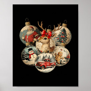 Retro God jul Santa Snögubbe Nutcracker Red Poster
