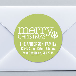 Retro God jul Snowflake - Lime Green Runt Klistermärke