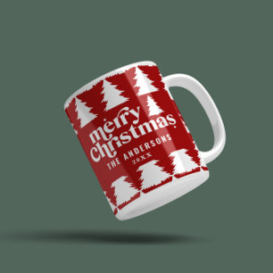 retro God jul snyggt helgdag träd Kaffemugg