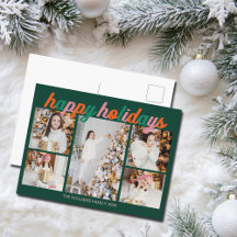 Retro God Jul Söt Grön Fotokollage