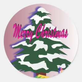 Retro God jul Träd, festsäsong Runt Klistermärke