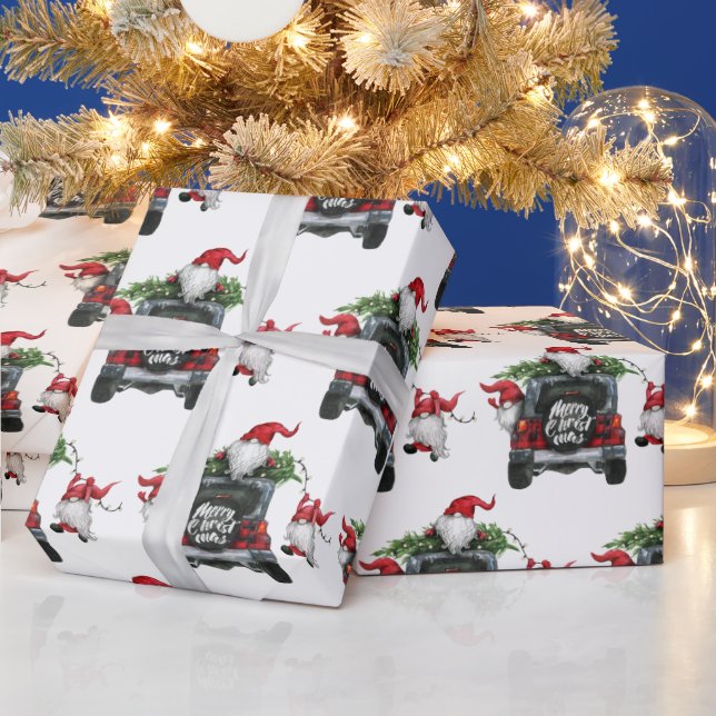 Retro God jul Träd Red Farm Lastbil Helgdag Presentpapper (Helgdagar)