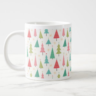 Retro God jul Träd Roligt Helgdag Mönster Jumbo Mugg