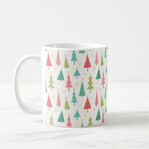 Retro God jul Träd Roligt Helgdag Mönster Kaffemugg