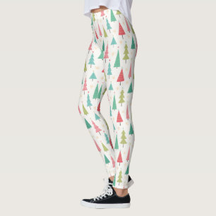 Retro God jul Träd Roligt Helgdag Mönster Leggings