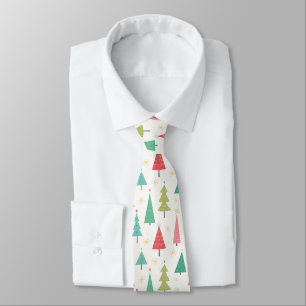 Retro God jul Träd Roligt Helgdag Mönster Slips