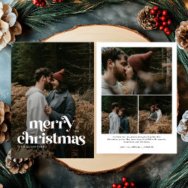 Retro God jul Trendig-fotofamilj Julkort