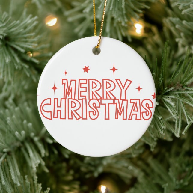 Retro God Jul Typografi Julgransprydnad Keramik (Träd)