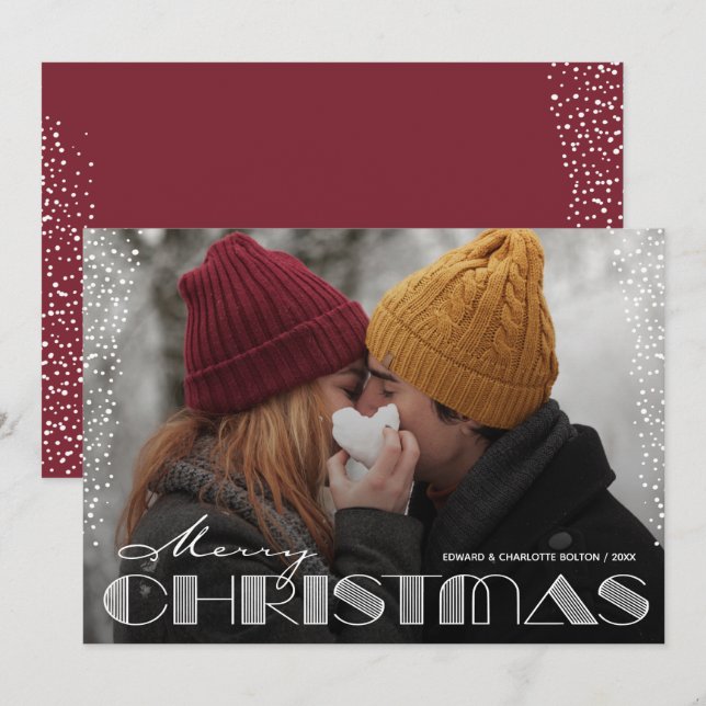 Retro God jul Typografi Julkort (Fram/baksida)