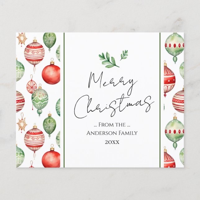 Retro God jul Watercolor Träd Ornament (Framsida)