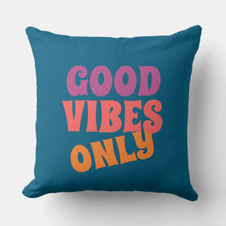 Retro Goda Vibrationer Endast Typografi Teal Kudd Kudde